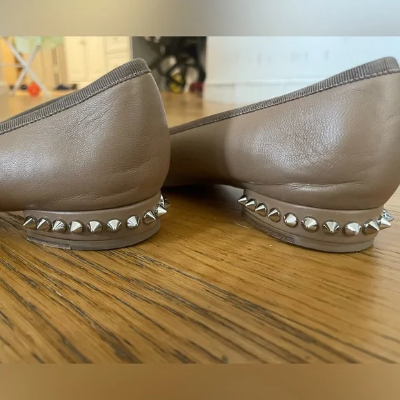 Christian Louboutin Tan Studded Flats